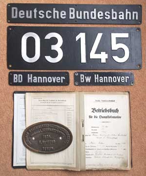 DB, 03 145, Guss-Aluminium-Groß, Satz mit Betriebsbuch