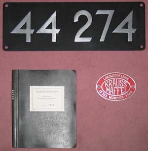 DR, 44 274 GAlMgSi + Fabrikschild + Betriebsbuch