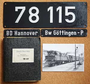 DB, 78 115 Niet-Aluminium-Rund, ein schöner Satz mit Betriebsbuch