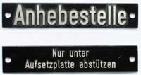 Anhebestelle, nur unter Aufsetzplatte abstützen