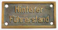 Hinterer Führerstand, Messing, Riffelgrund, von E91