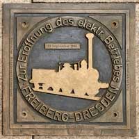 Plakette Freiberg-Dresden, Messingguss mit Rand, BxH = 296x296mm, E42 100, bzw. 242 100-6.
