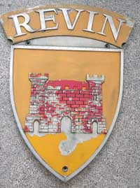 Wappen der S.N.C.F. "REVIN", mit regionalem Logo. Aluminiumguss mit Rand. BxH =&nbsp; x  mm.