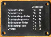 Emailschild: Schieber, schwarz mit weißer Schrift, Email