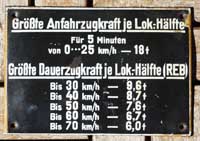 Deutschland (DRG/DRB/DB), Führerstandsschild: Anfahrzugkräfte, von Baureihe E93. Blech gewölbt, emailliert. BxH = 161 x 110 mm.