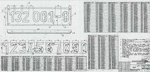 Zeichnung Lokschild 132-001-9 Emaille