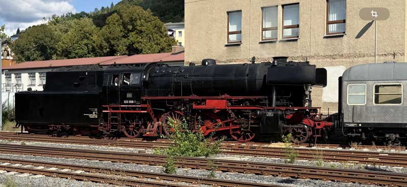 Museumsdampflokomotive 023 058-1 im Bahnhof Meiningen. Photo: Marcus Gilde